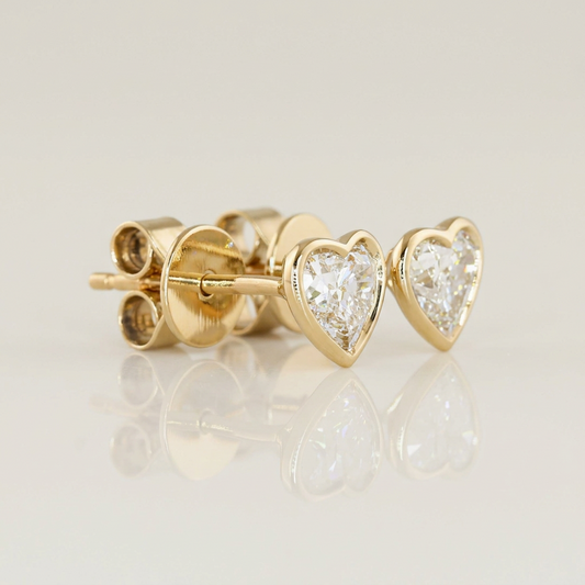 1.00 CTW BEZEL HEART STUDS