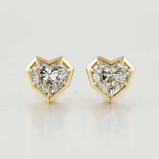 4.00 CTW BEZEL HEART STUDS