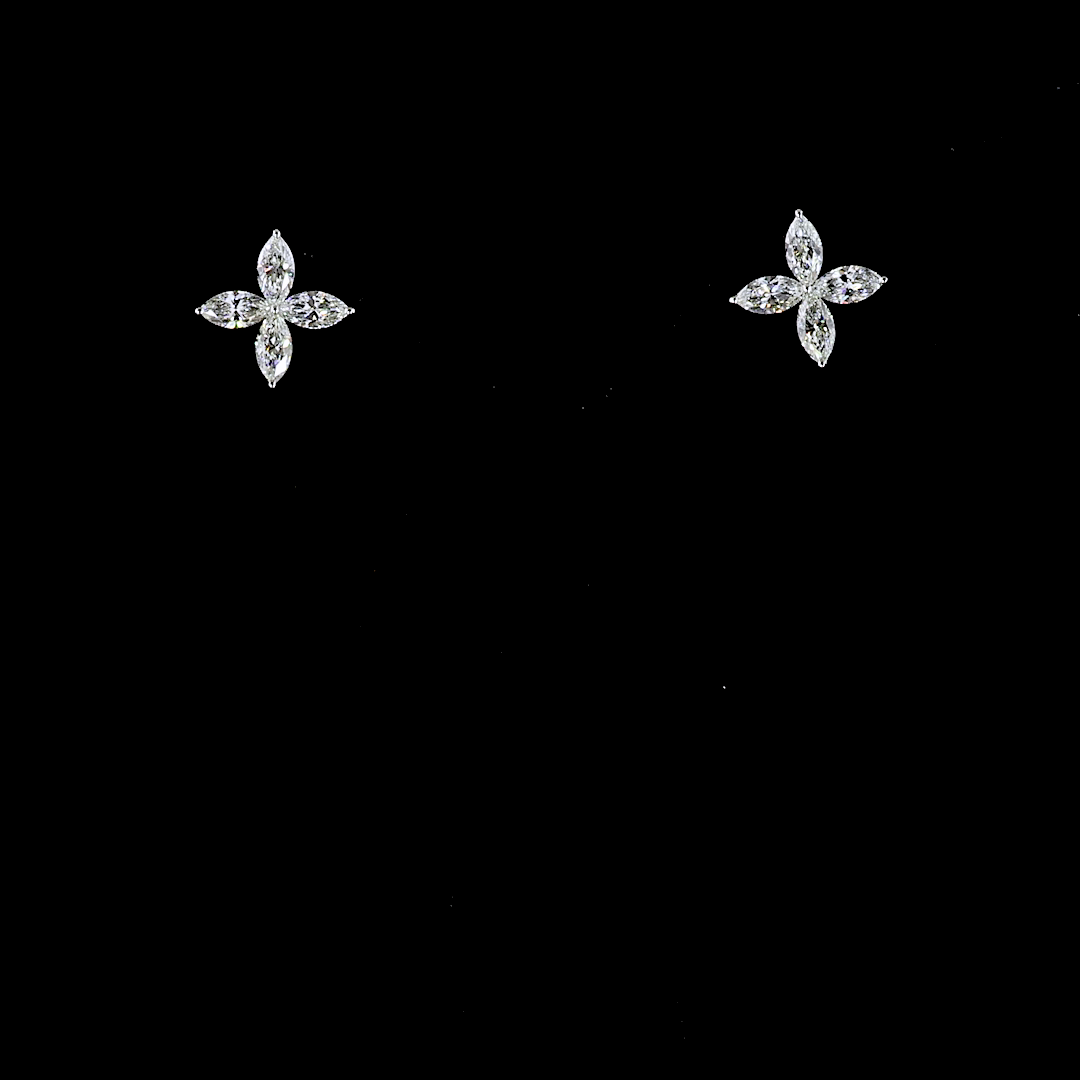 Flora Studs in White Gold