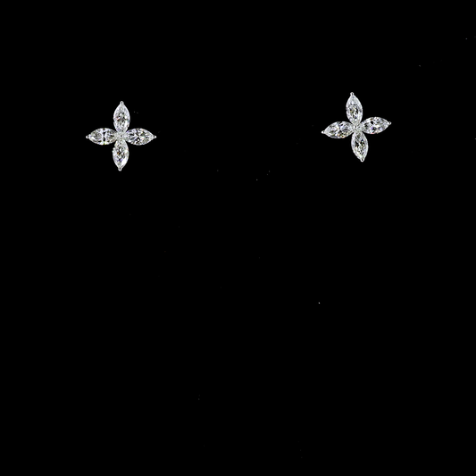 Flora Studs in White Gold