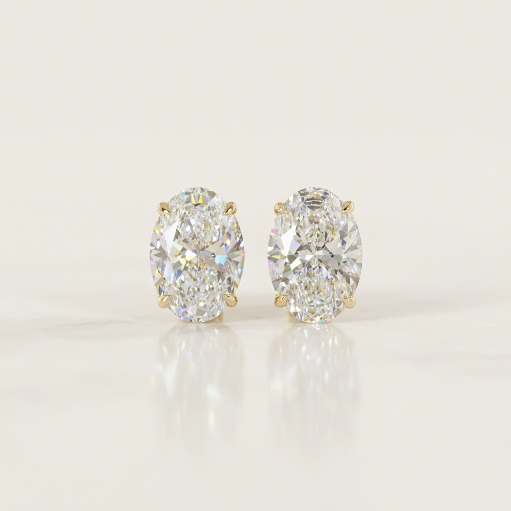Holiday Vault 02 - 2.00 CTW OVAL STUDS Yellow Gold
