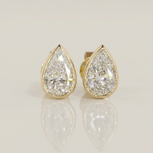 1.50 CTW BEZELED PEAR STUDS