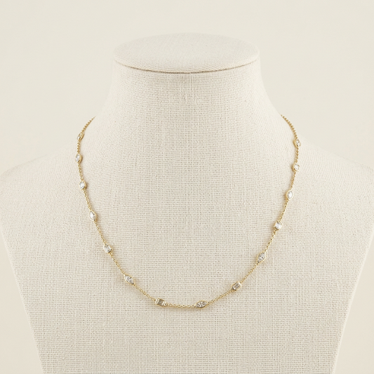 THE STATION NECKLACE IN MARQUISE AND EMERALDS